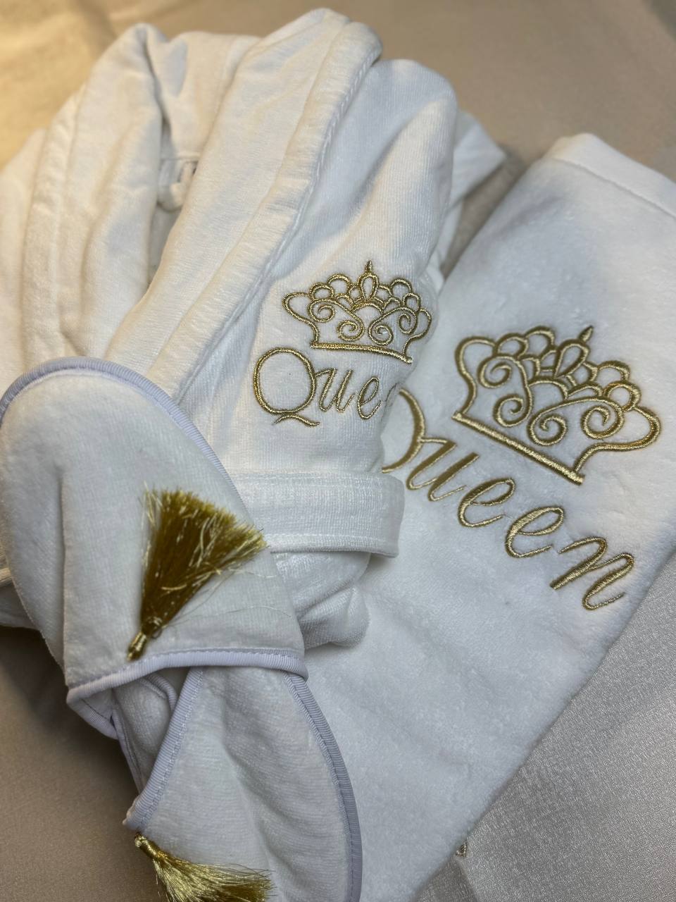 Penoir Set 3 pieces : peignoir + serviette + chaussons – Image 7